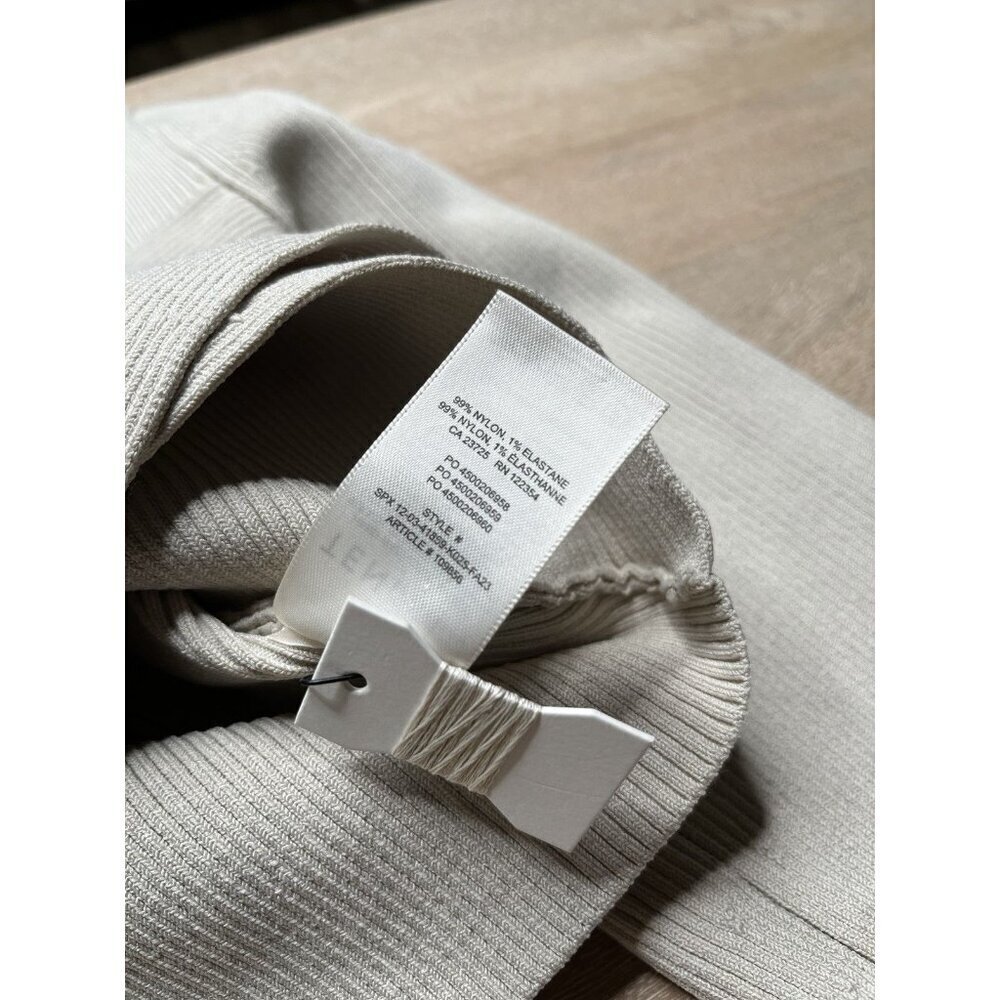 Ten by Babaton NWT Sculpt Knit Greek Longsleeve Cropped Crisscross Matte Pearl L - Picture 5 of 8